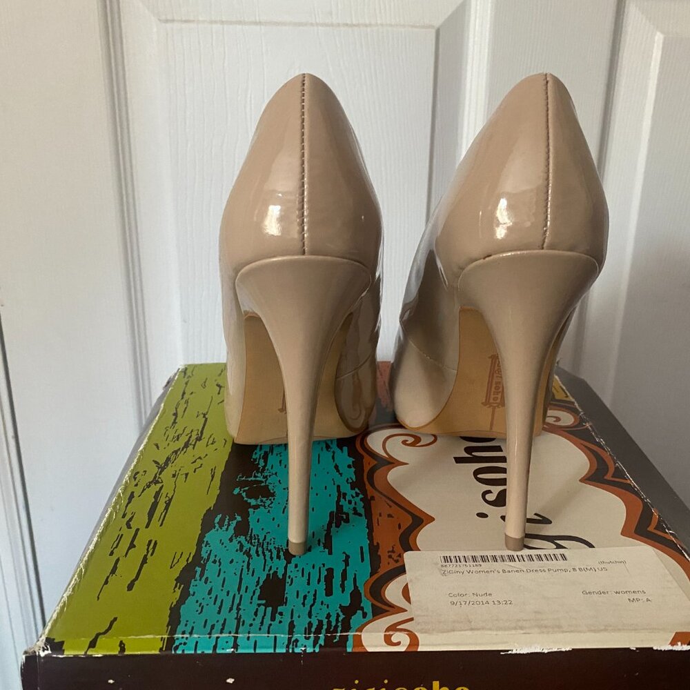 ZIGI Soho BANEN Nude Beige Patent Leather Stiletto Heels Pump Shoes *8M* - Picture 6 of 8